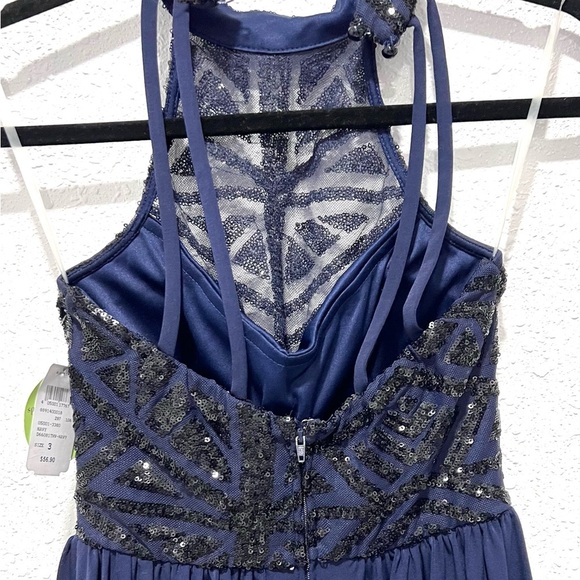 Speechless Midnight sequin halter Blue mini Dress 3 - Picture 3 of 9